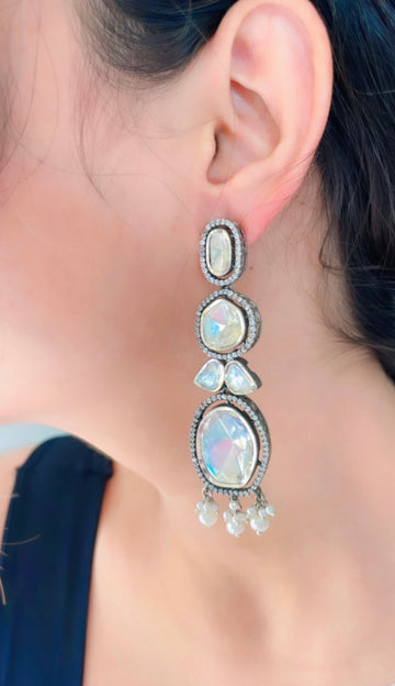 92.5 Silver Isabella Polki Earrings