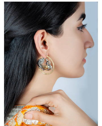 92.5 Silver Two Tone Hen Earrings