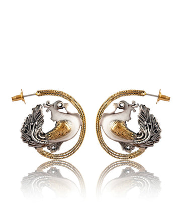 92.5 Silver Two Tone Hen Earrings