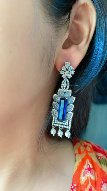 92.5 Silver Eunice Navy Fusion Earrings