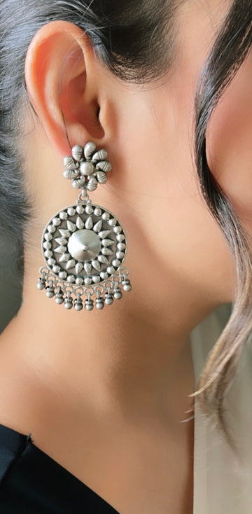 92.5 Silver Mandala Earrings