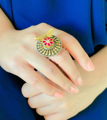 92.5 Silver Parrot Gold Plated Motif Ring