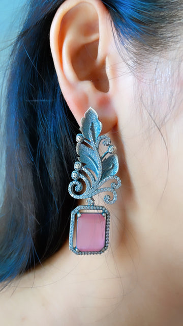 92.5 Silver Rebecca Pink Fusion Earrings
