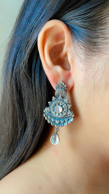 92.5 Silver Estella Peach Pink Fusion Earrings