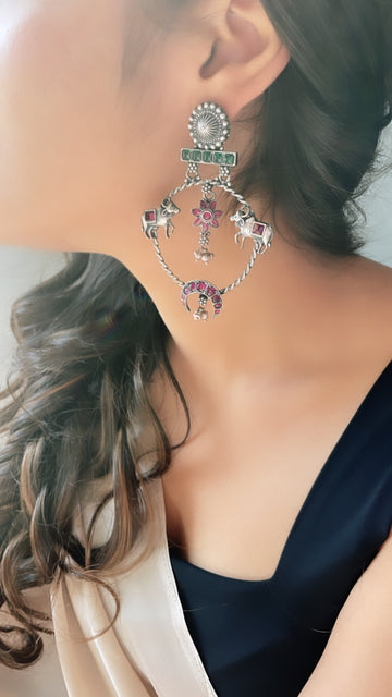 92.5 Silver Darsatha Kamadhenu Earrings