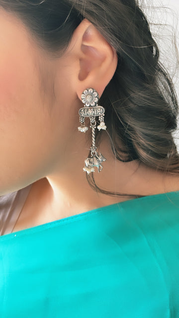 92.5 Silver Kamadhenu Earrings