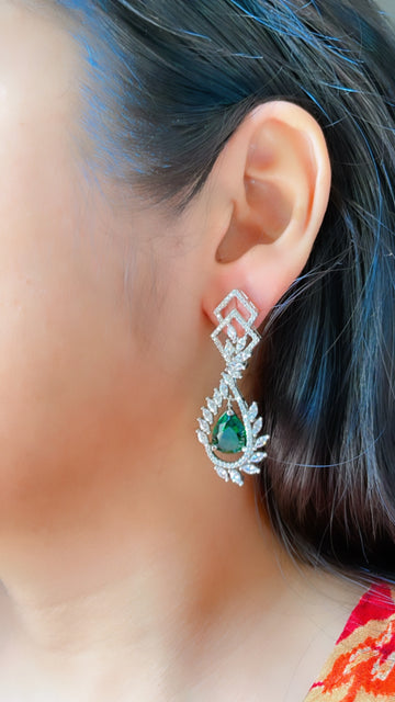 92.5 Silver Anna Green Fusion Earrings