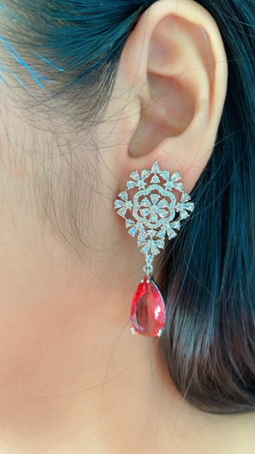 92.5 Silver Beth Red Fusion Earrings