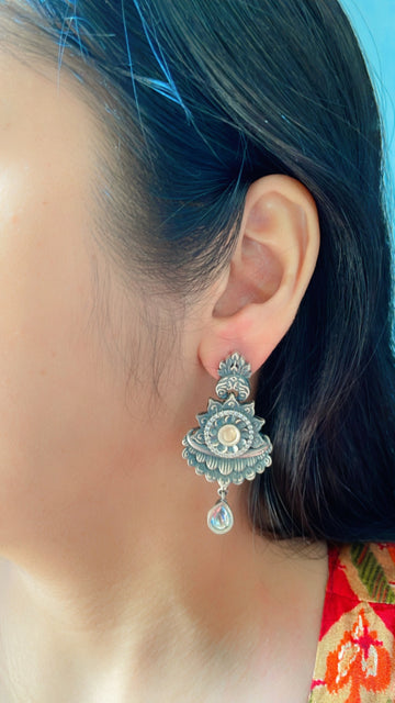 92.5 Silver Estella Light Brown Fusion Earrings