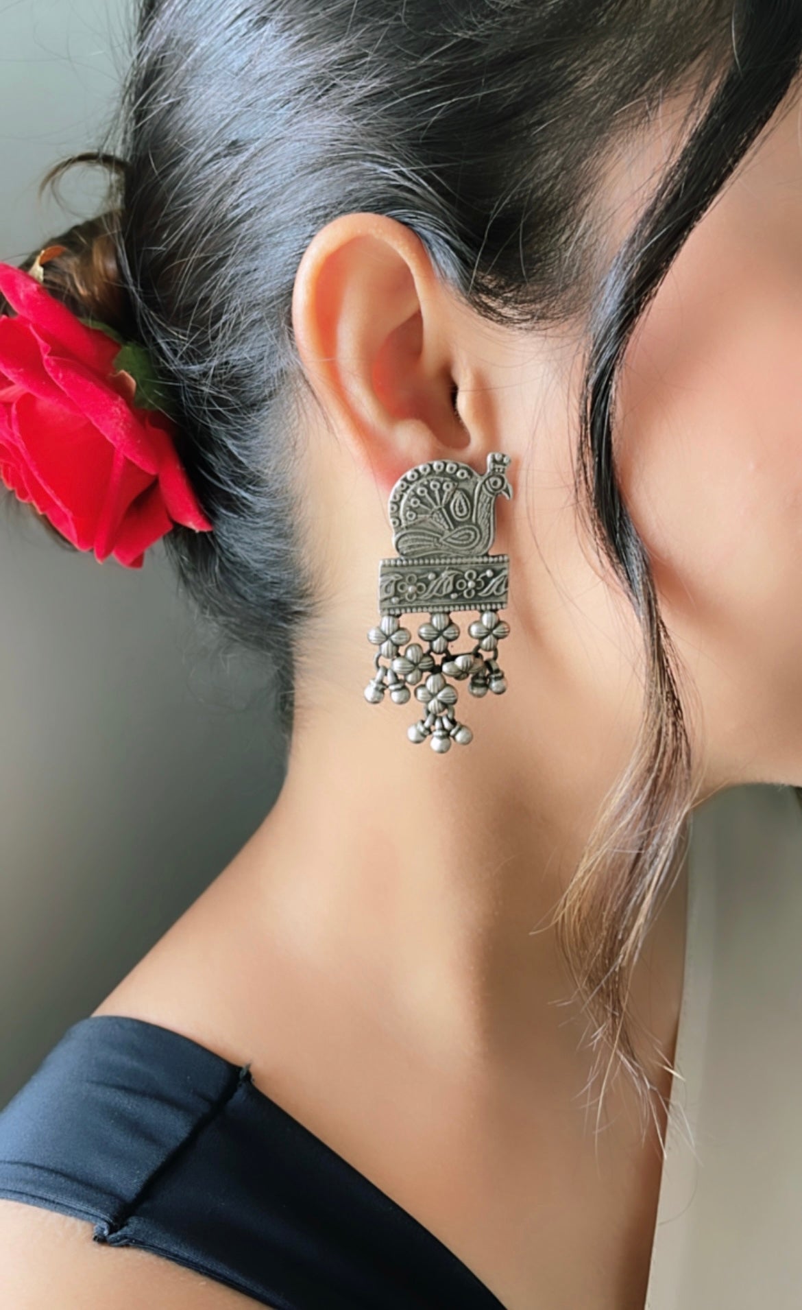 92.5 Silver Peacock Classic Earrings
