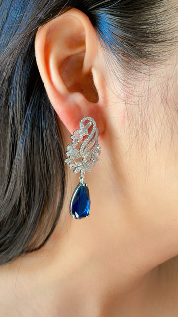 92.5 Silver Carly Navy Fusion Earrings