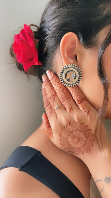 92.5 Silver Radha Krishna Studs