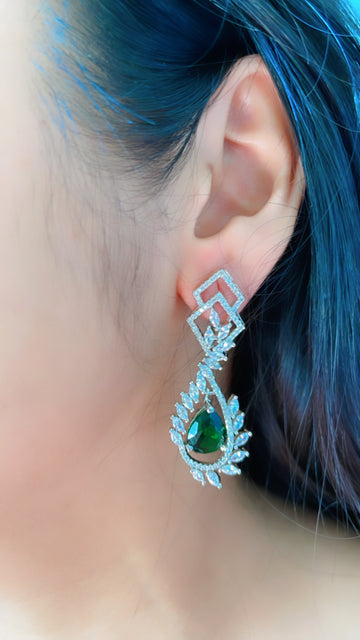 92.5 Silver Anna Green Fusion Earrings