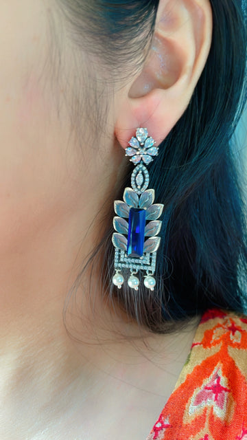 92.5 Silver Eunice Navy Fusion Earrings