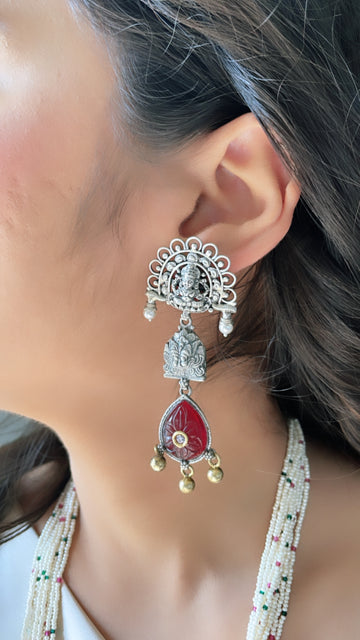92.5 Silver Laxmi Gajraj Long Earrings