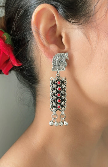 92.5 Silver Peacock Latkan Earrings