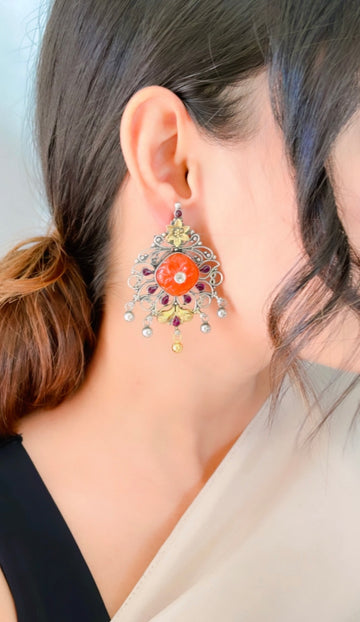 92.5 Silver Pihu Earrings (Dual Tone)