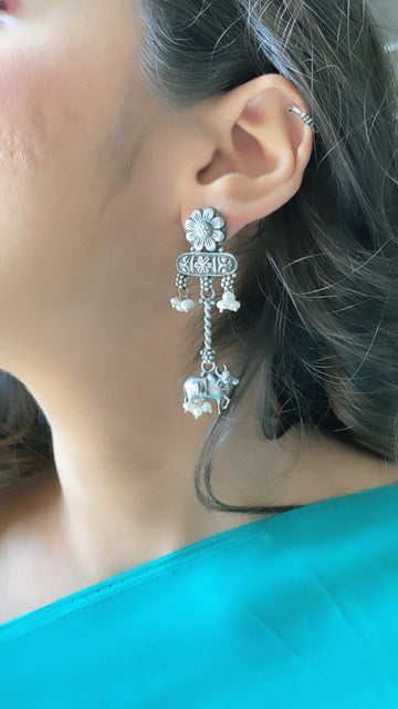 92.5 Silver Kamadhenu Earrings