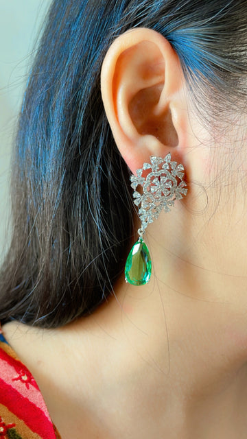 92.5 Silver Beth Green Fusion Earrings