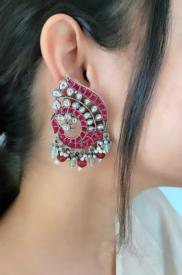 92.5 Silver Ojaswi Statement Earrings