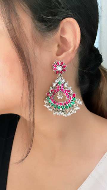 92.5 Silver Pavi Statement Earrings