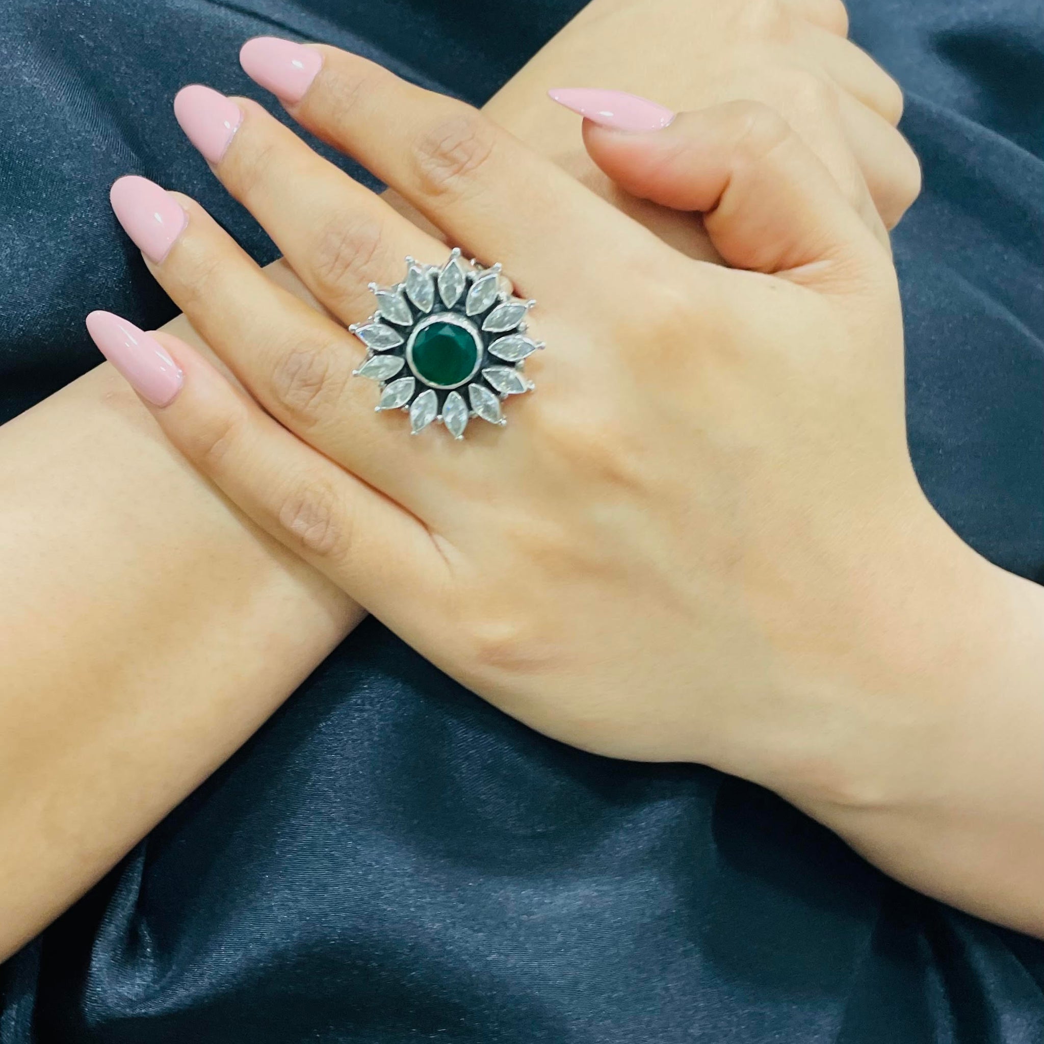 92.5 Silver Scintillating ArkaPushpi ring