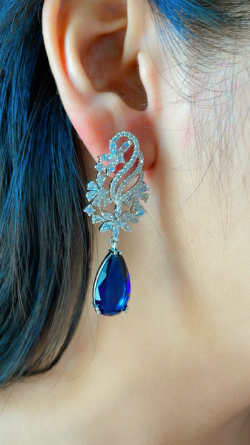 92.5 Silver Carly Navy Fusion Earrings