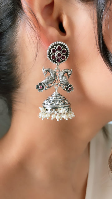 92.5 Silver Ruby Kamya Jhumki