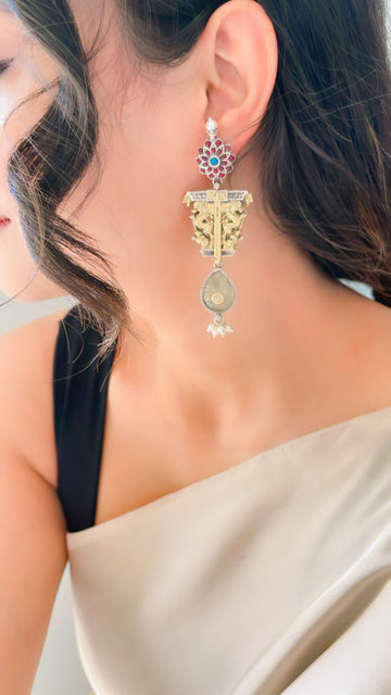 92.5 Silver Krishika Earrings (Dual Tone)