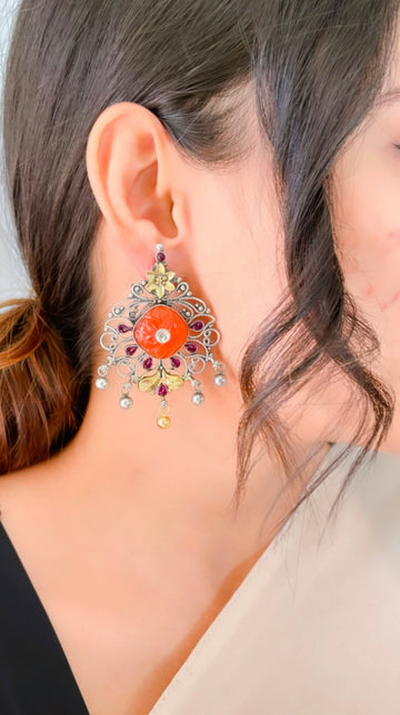 92.5 Silver Pihu Earrings (Dual Tone)