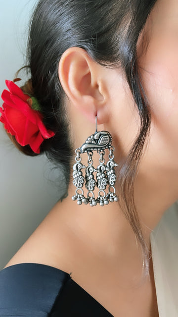 92.5 Silver Baby Peacock Earrings