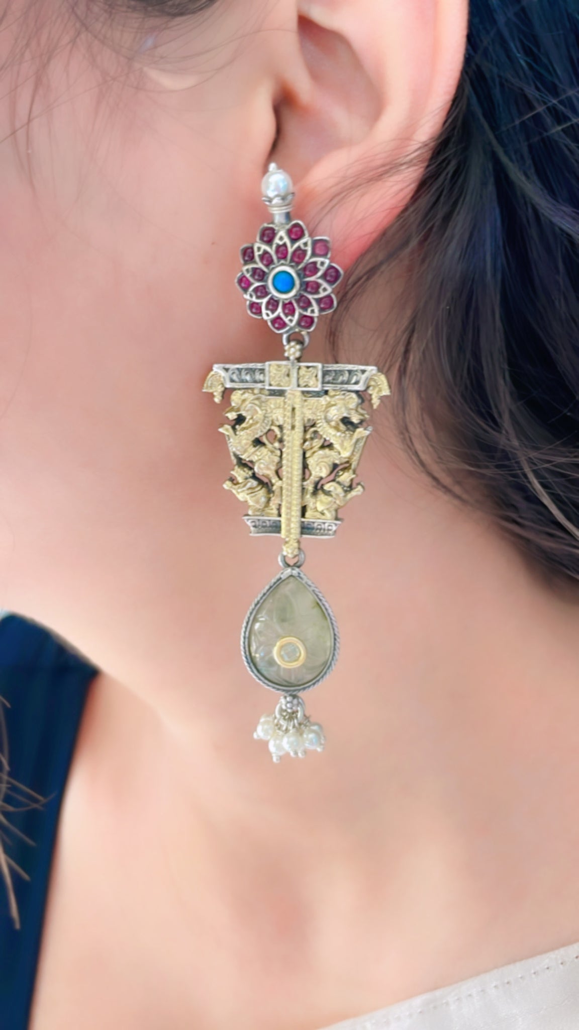 92.5 Silver Krishika Earrings (Dual Tone)