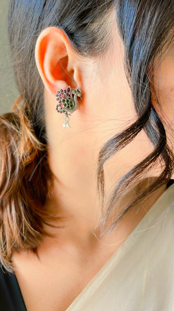 92.5 Silver Peacock Earrings