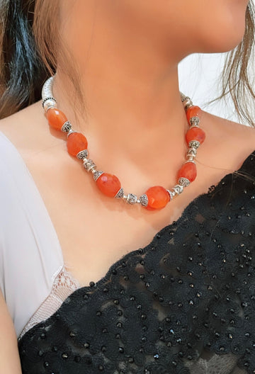 92.5 Silver Coral Stone Noori Necklace