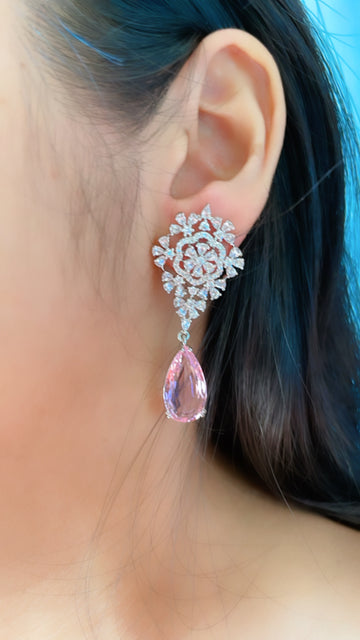 92.5 Silver Beth Pink Fusion Earrings