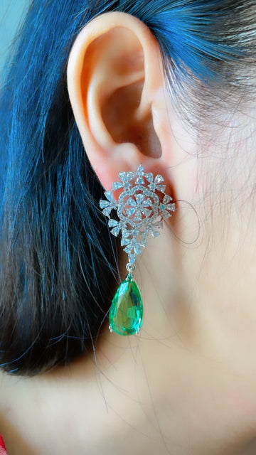 92.5 Silver Beth Green Fusion Earrings