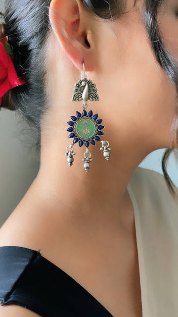 92.5 Silver Blue Kanha Earrings