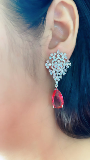 92.5 Silver Beth Red Fusion Earrings