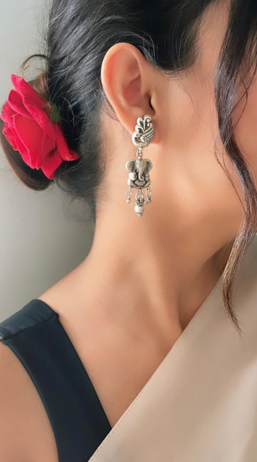 92.5 Silver Vighnaraja Earrings