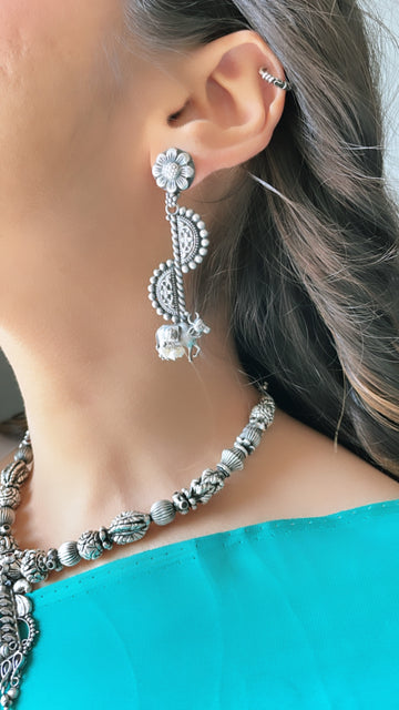 92.5 Silver Kamadhenu Motif Earrings