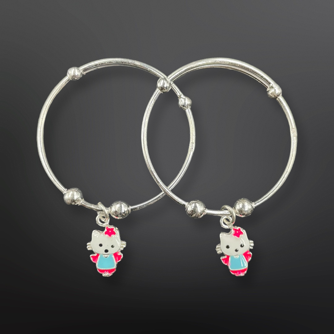 92.5 Silver Kitty Baby Bangles