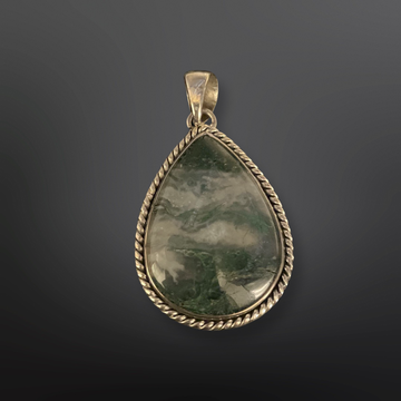 92.5 Silver Opal Green Stone Pendant