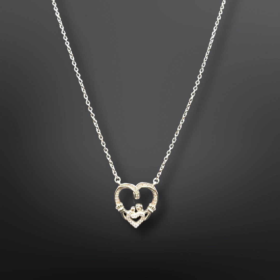 92.5 Silver Minimalistic Mom Loves Baby Pendant with Silver Chain
