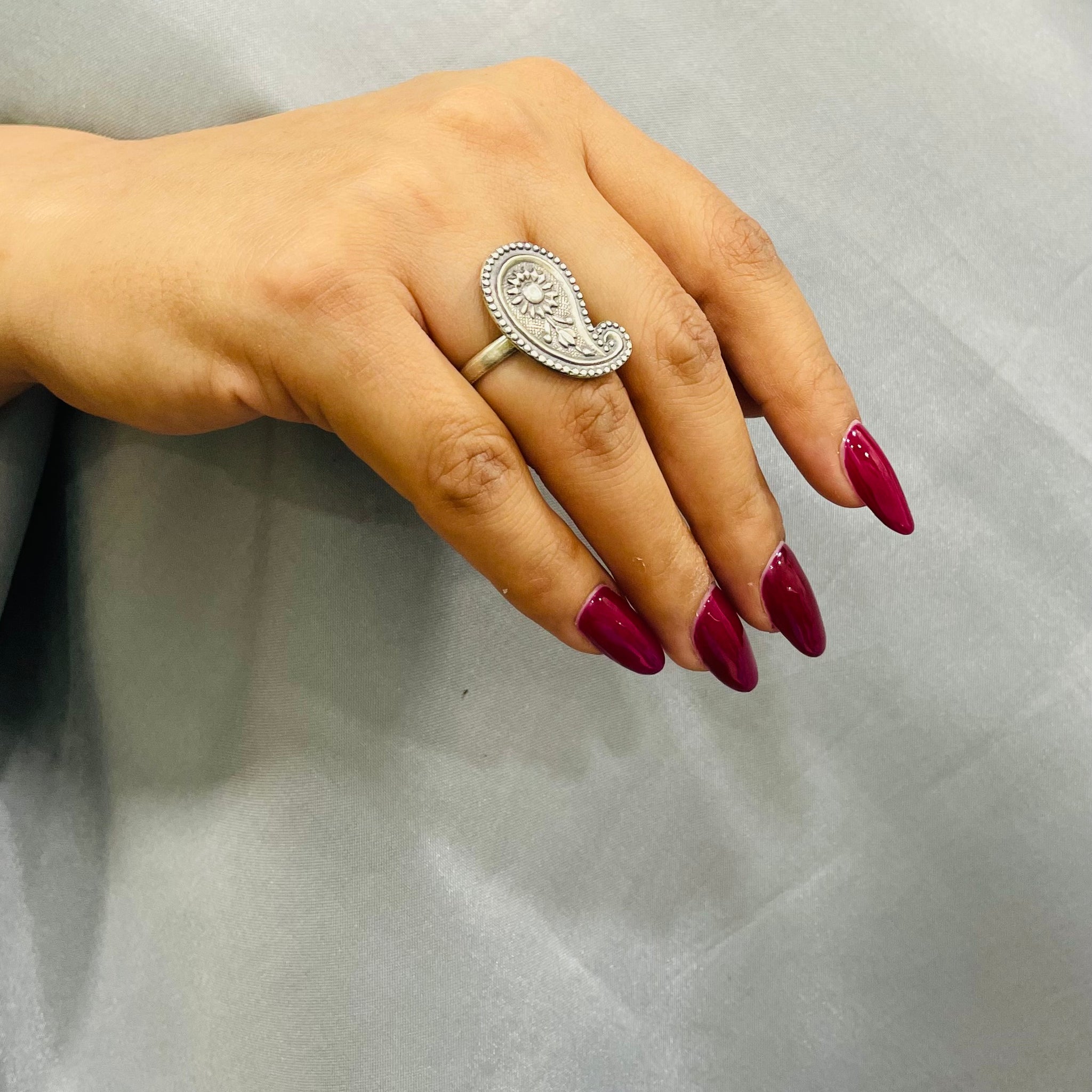 92.5 Silver Moha Kairi Carved ring