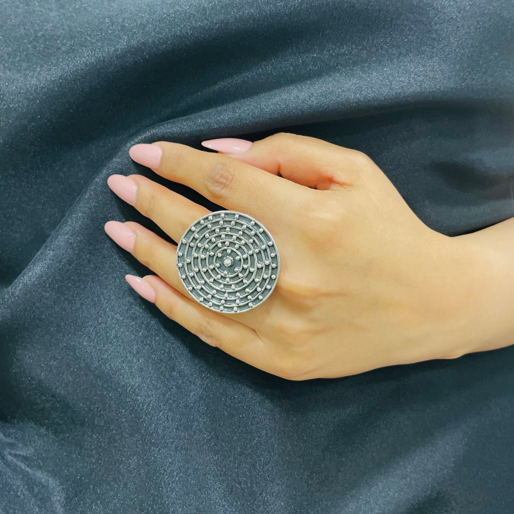92.5 Silver Nitya Chakra Motif ring