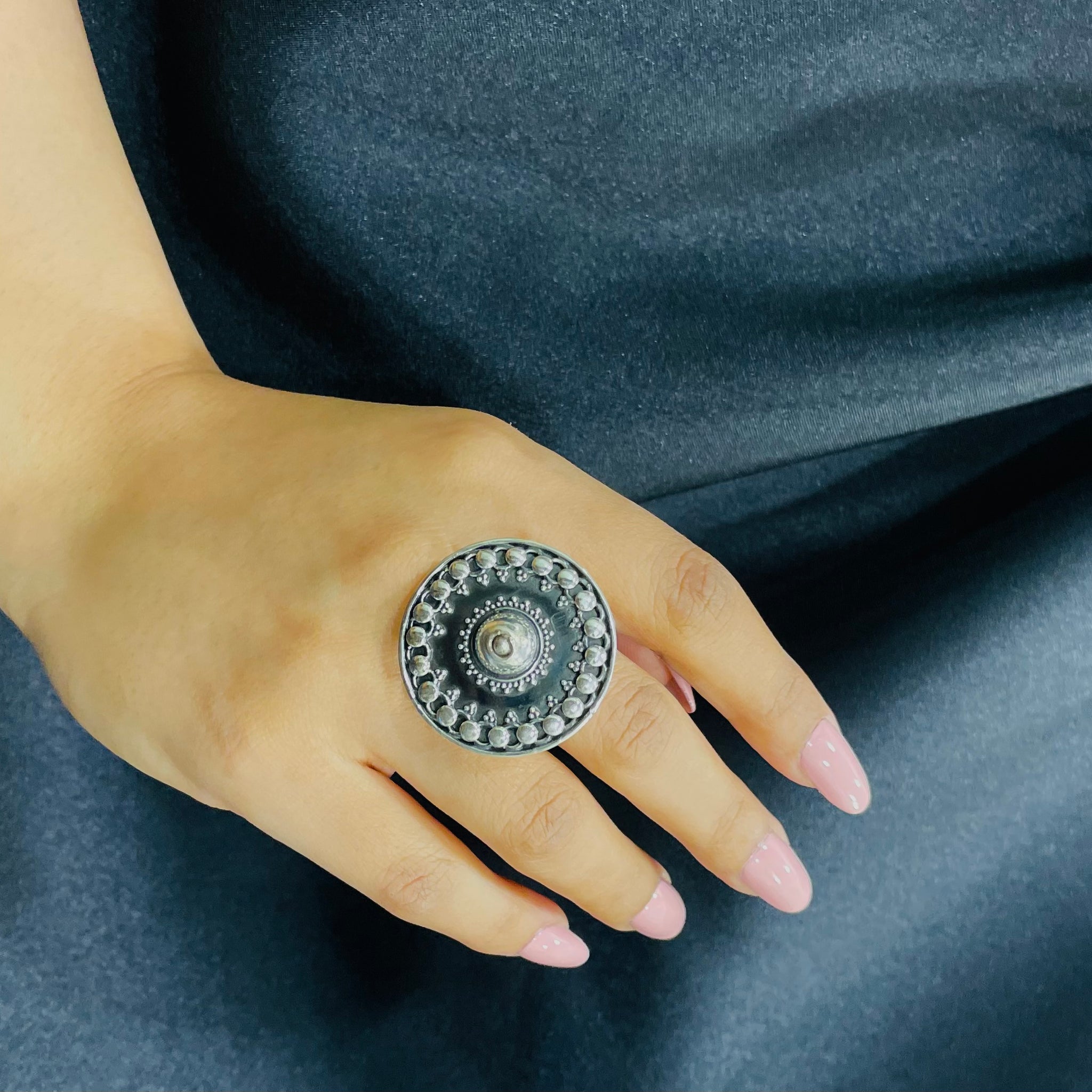 92.5 Silver Nitya Embossed Concentric ring