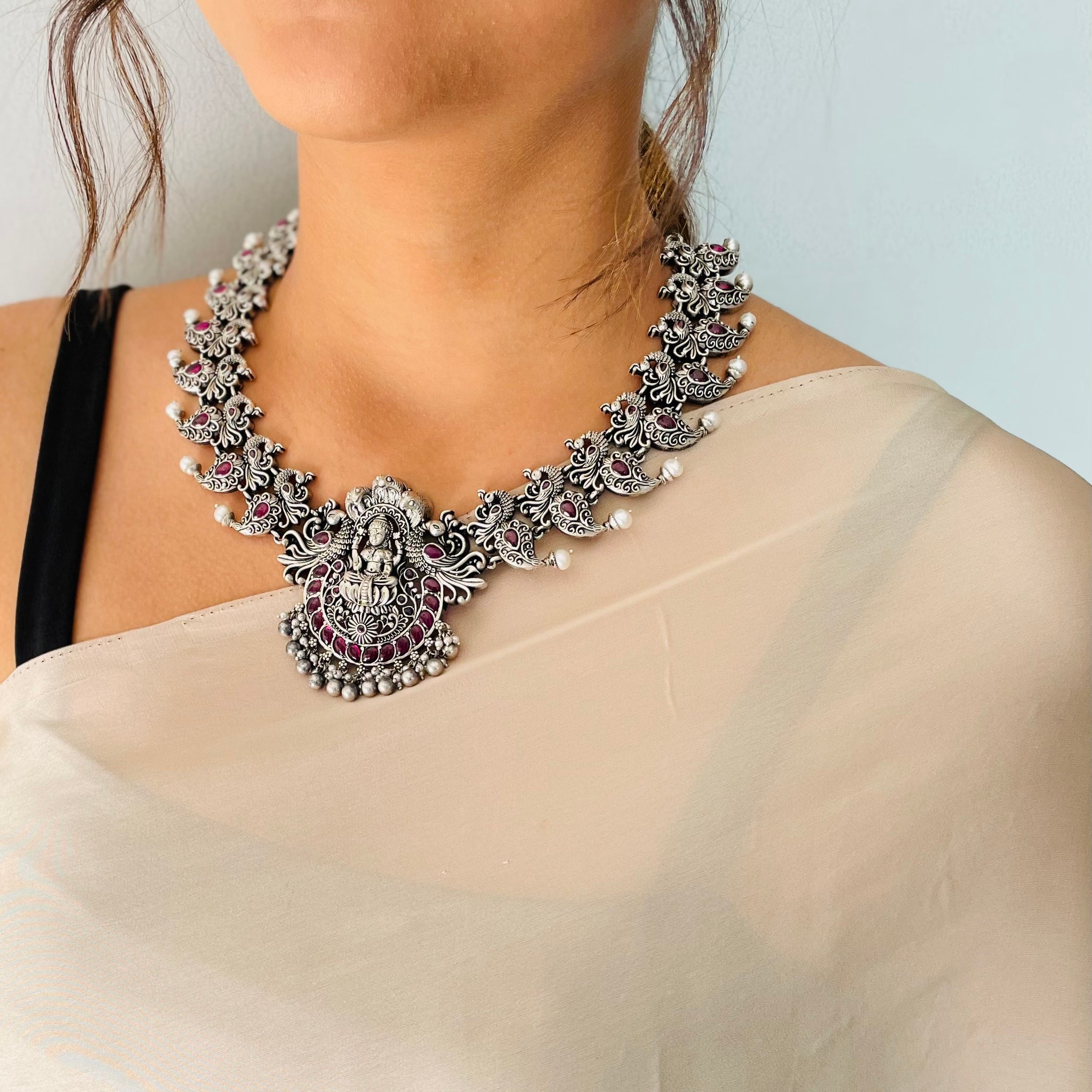 92.5 Silver Aditri Mayura Motif Necklace