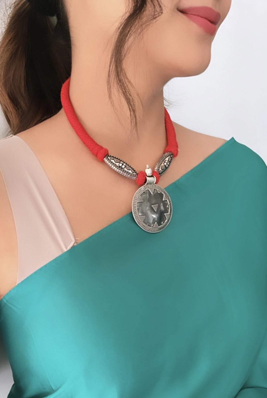 92.5 Silver Laal Baaghi Thread Necklace